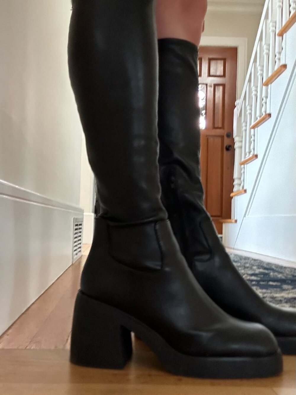 Aldo Black Faux Leather Knee High Boots US 8 - Picture 3 of 3